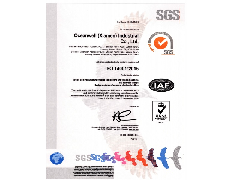  Oceanwell atteint ISO  14000 certification environnementale